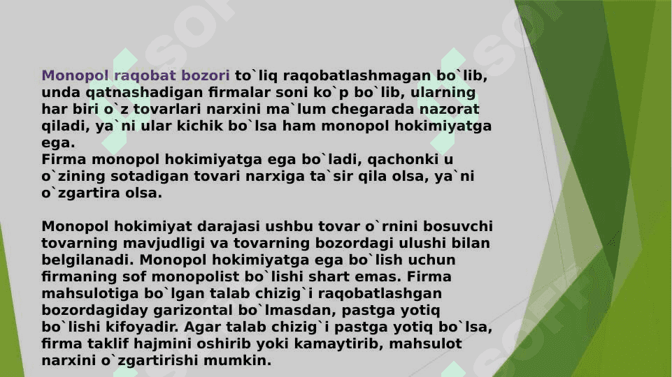 MAVZU: Raqobatlashmagan bozor sharoitida monopol narx belgilash va bozor hokimyati 5