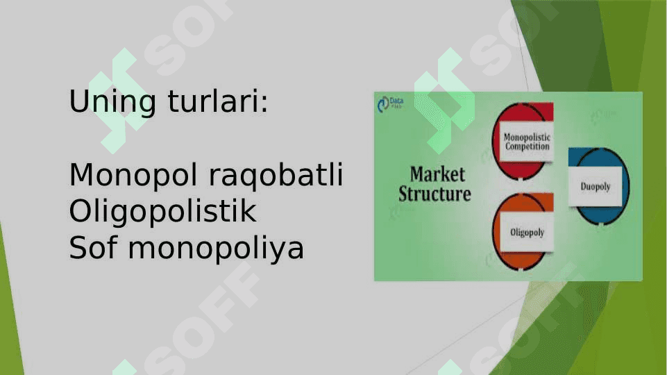 MAVZU: Raqobatlashmagan bozor sharoitida monopol narx belgilash va bozor hokimyati 7