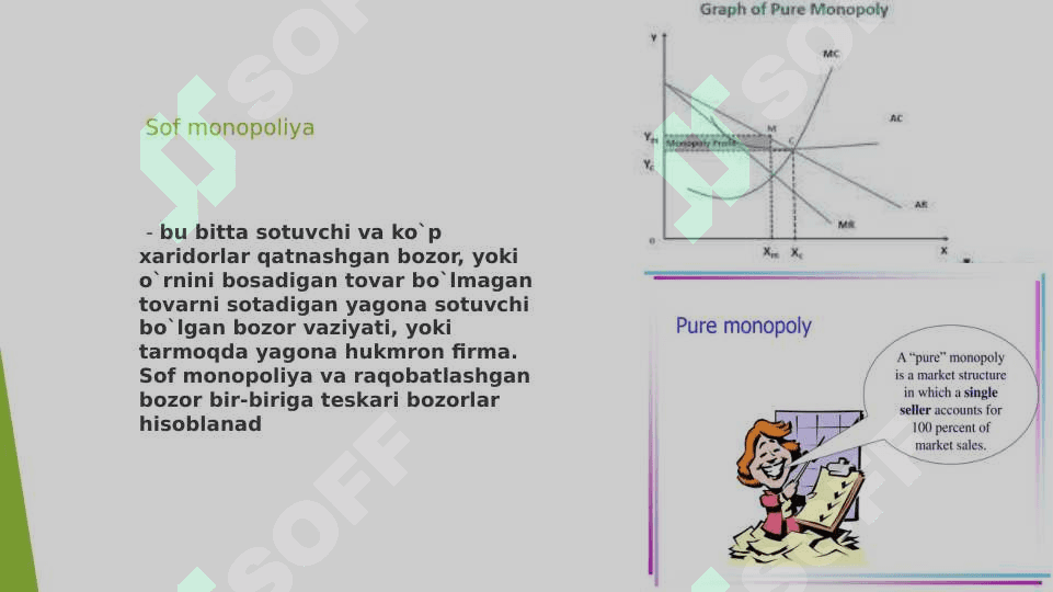 MAVZU: Raqobatlashmagan bozor sharoitida monopol narx belgilash va bozor hokimyati 8