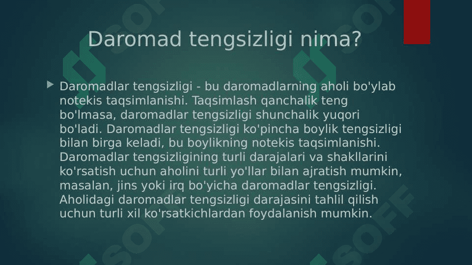 Mavzu:  Daromadning tengsizligi              vakambagʻallikni qisqartirish. 3