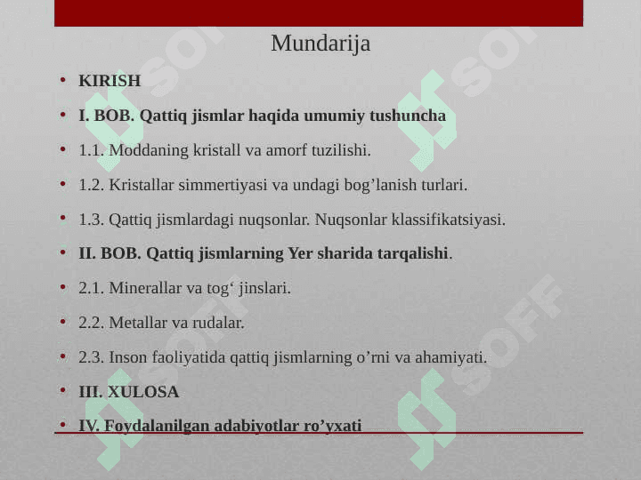 Qattiq jismlarning tabiatda tarqalishi 2