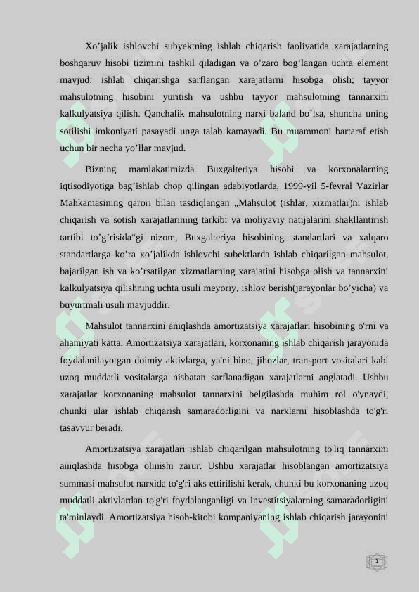 MAHSULOT TANNARXINI ANIQLASHDA AMORTIZATSIYA XARAJATLARI HISOBI 3
