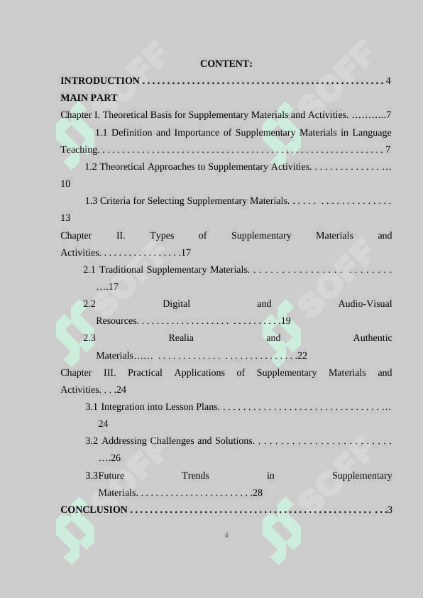 Selection and use of supplementary materials and activities 3