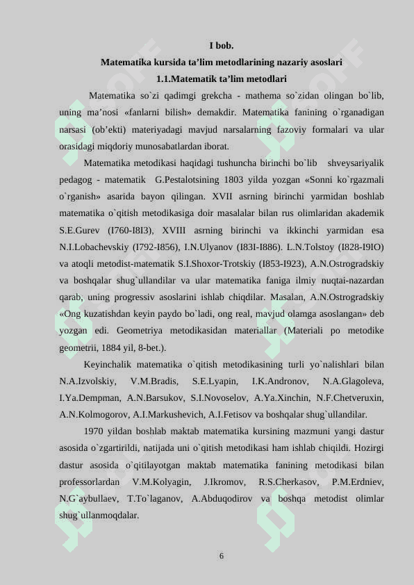 MATEMATIKA O‘QITISHDA KUZATISH VA TAJRIBA, TAQQOSLASH VA ANALOGIYA METODLAR 6