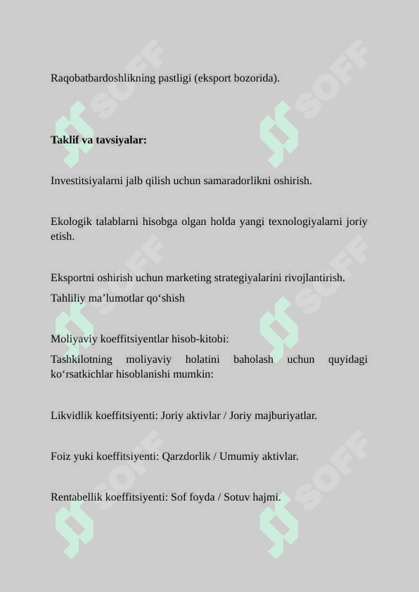 Oʻzbek koʻmir tashkilotining balans koʻrsatkichlari va firma daromadini tahlil qilish 4