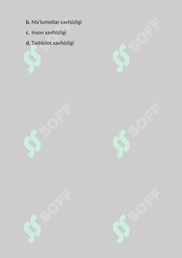 Kiberxavfsizlik asoslari fanidan yakuniy baza testi 2-kurs, TATU. 5