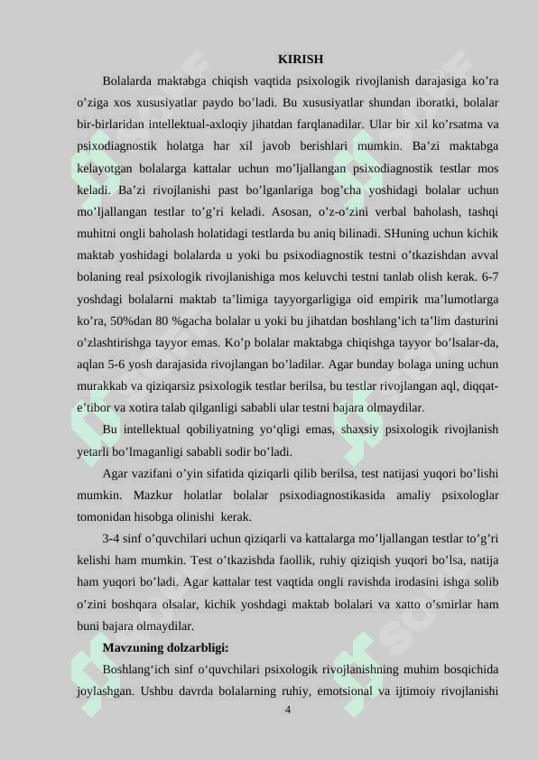 Maktab psixologining boshlang'ich sinf oquvcilari bn ishlash tartibikurs ishi 3
