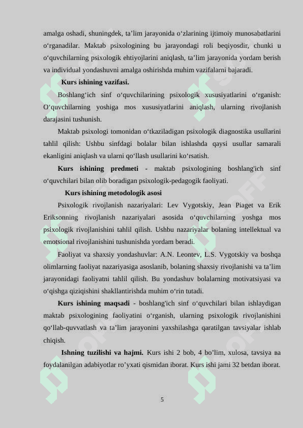 Maktab psixologining boshlang'ich sinf oquvcilari bn ishlash tartibikurs ishi 4