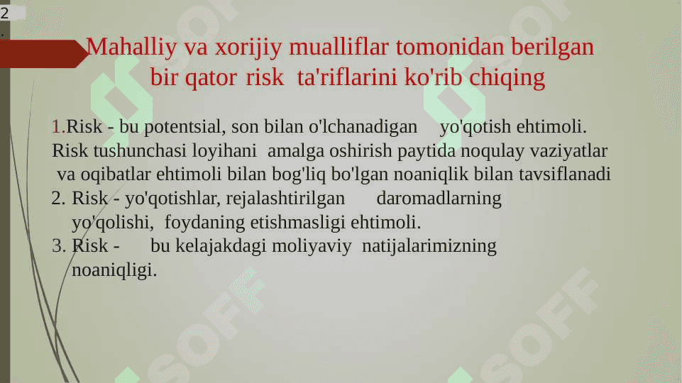 Investitsiya risklari 2
