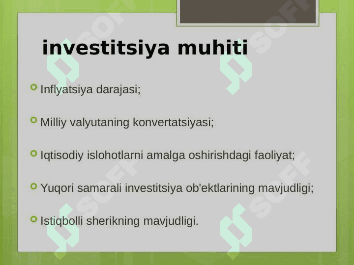Investitsiya mazmuni va mohiyati 6