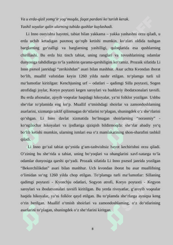 Li Innoing bekorchilikdan  to‘plami taxlil 8