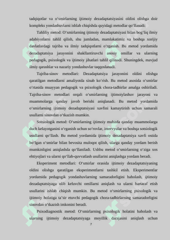 O‘smirlarning ijtimoiy dezadaptatsiyasini oldini olishga doir kompleks yondashuv 7