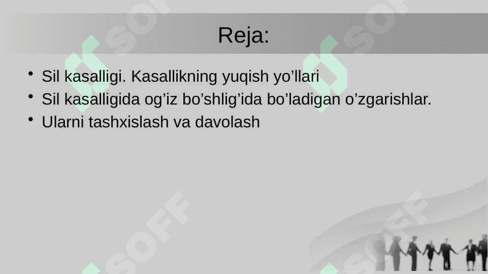 Sil kasalligi. Sil kasalligida og’iz bo’shlig’ida bo’ladigan o’zgarishlar. Ularni tashxislash va davolash. 2