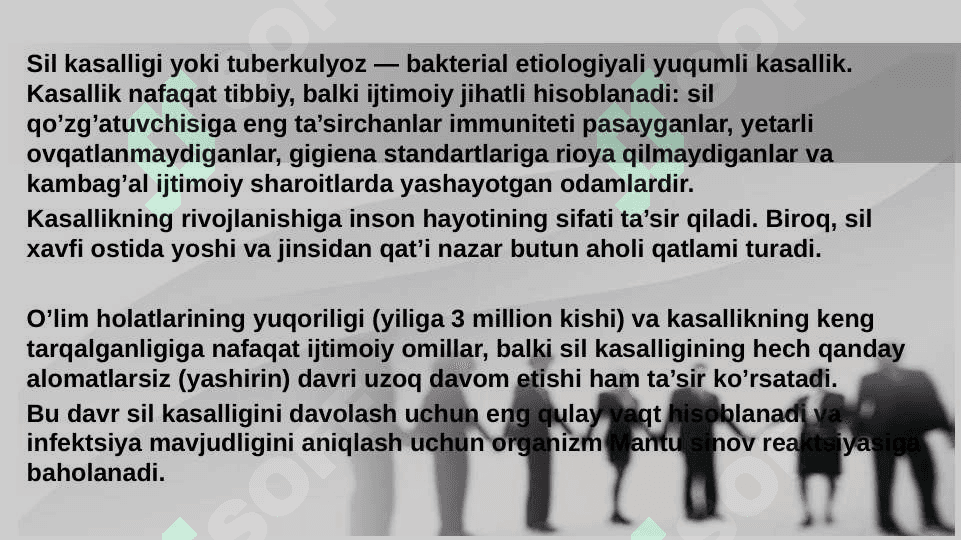 Sil kasalligi. Sil kasalligida og’iz bo’shlig’ida bo’ladigan o’zgarishlar. Ularni tashxislash va davolash. 3