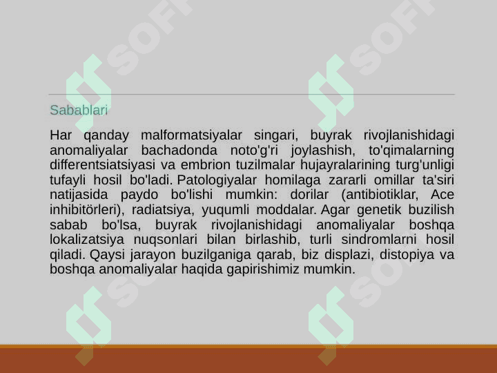 Siydik ajratish tizimi nuqsonlari 7