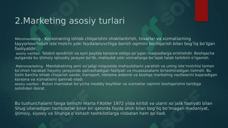 Mavzu:Marketing  tizimi va sohasi 6