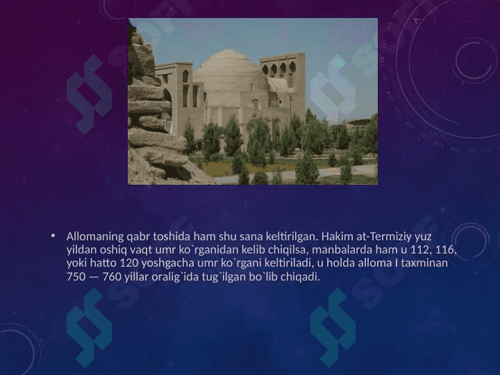 Abu Abdulloh Muhammad ibn Ali ibn Hasan ibn Bashir (ayrim manbalarda Bishr) al-Hakim at-Termiziy. Hakim at-Termiziy 4