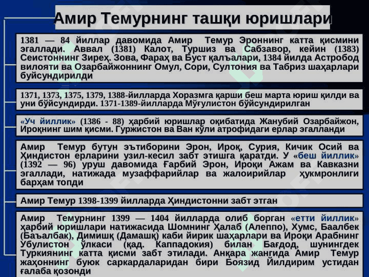 AMIR TEMUR DAVRIDA O`ZBEK DAVLATCHILIGI. TEMUR TO`ZUKLARI VA HOZIRGI ZAMON. 8