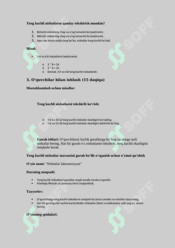 Teng kuchli nisbatlar (5-6-sinflar) 2