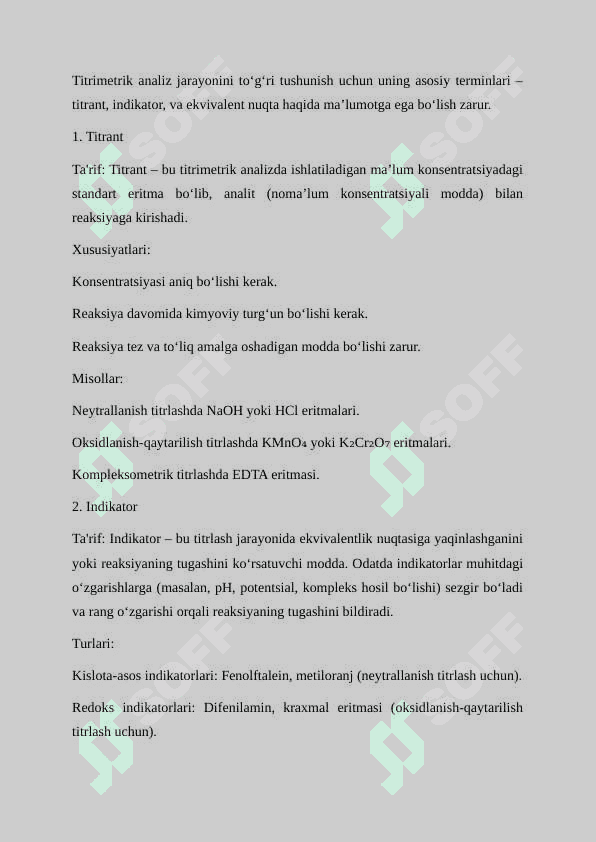Titrimetrik analiz usullari va ularning sinflanishi 6