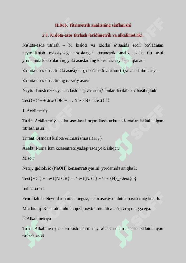 Titrimetrik analiz usullari va ularning sinflanishi 8