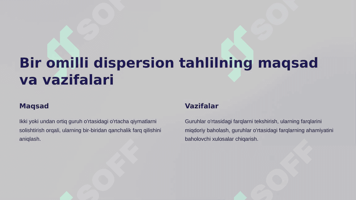 Bir omilli dispersion tahlil usulini qo'llash 3