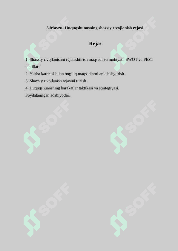 Huquqshunosning shaxsiy rivojlanish rejasi 2