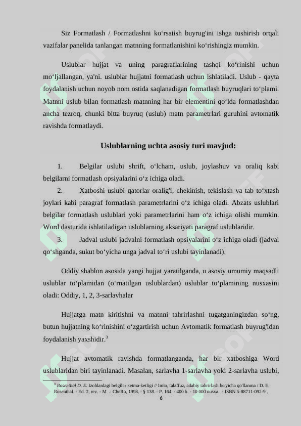 WORD DATURI MATN VA DIAGRAMMA  BUYRUQLARI 6