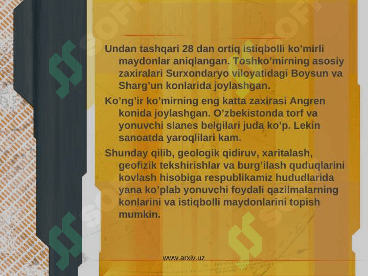 O`zbekistonnning foydali qazilmalari haqida ma`lumotlar 4