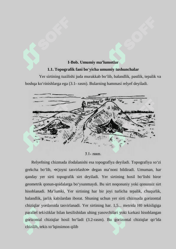 Topografik sirtda nuqta tanlash va sirtlaming xarakterli chiziqlarini chizish. (O‘zbekiston xaritasi maketi) 3