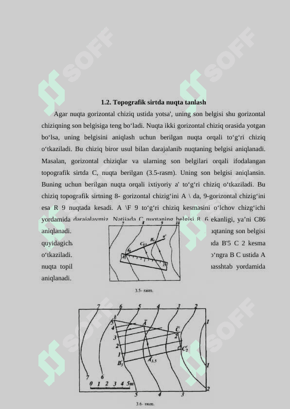 Topografik sirtda nuqta tanlash va sirtlaming xarakterli chiziqlarini chizish. (O‘zbekiston xaritasi maketi) 5