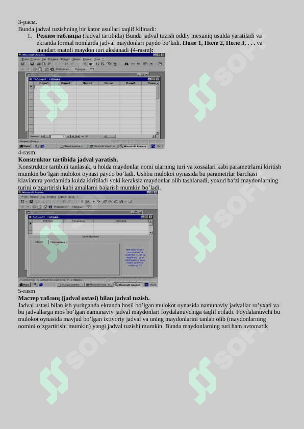 MS Accesda MO strukturasini tanlash 4