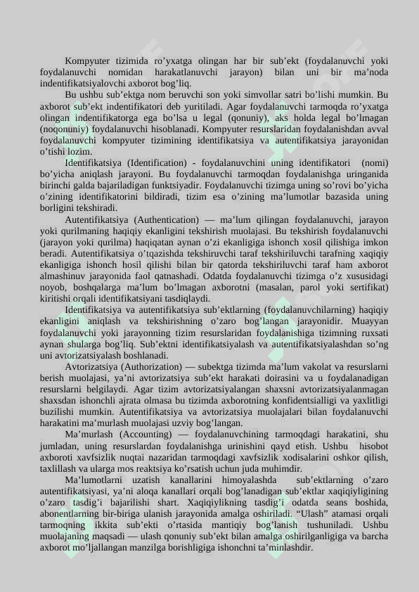 Axborot xavfsizligida identifikasiya tushunchasi 2