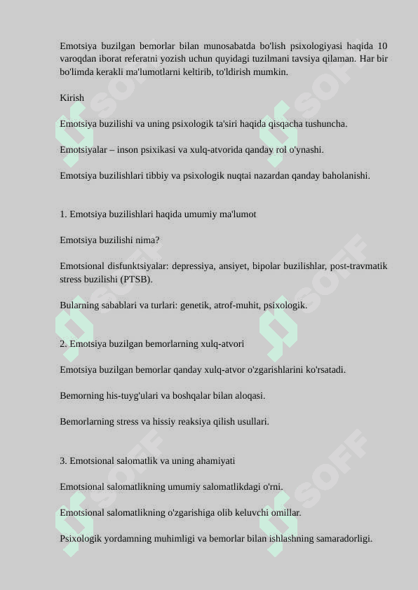Emotsiya buzilgan bemorlar bilan munosabatda bo'lish psixologiyasi 2