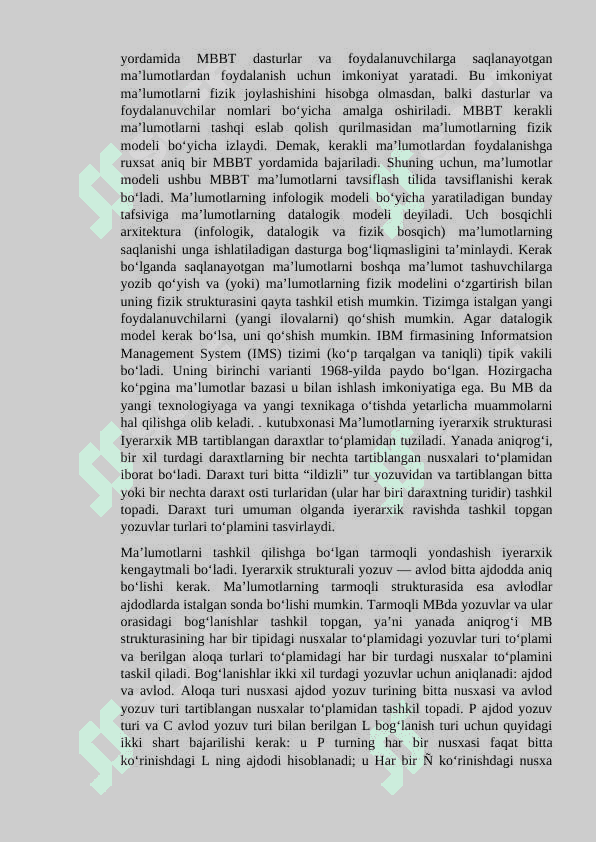 Strukturalangan malumotlar bazasi, jadvallar va shakllar, so`rovlar va hisobotlar 3