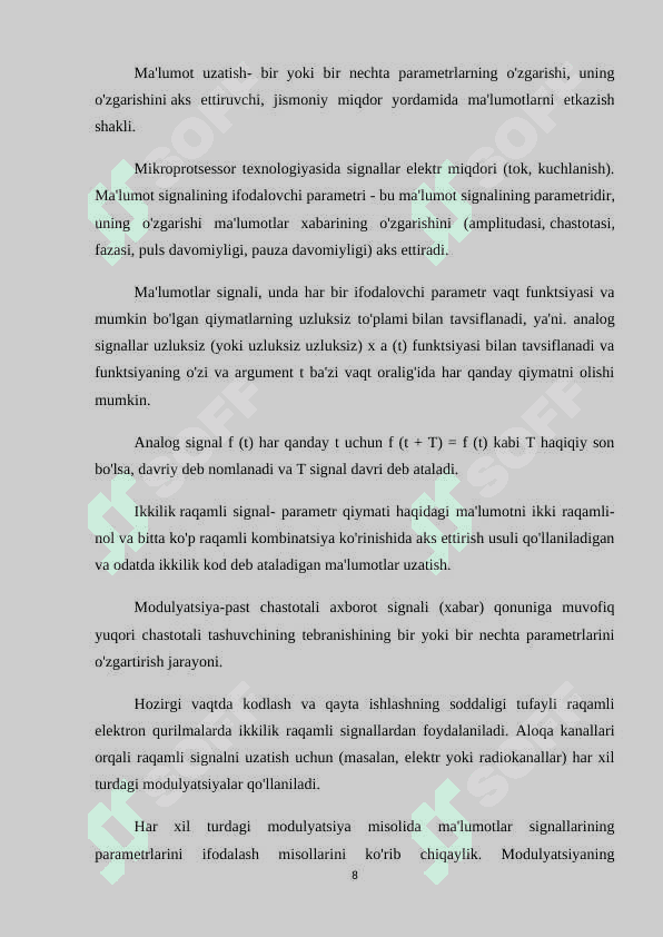 Elektr chiqish signallari birlamchi usullari 8