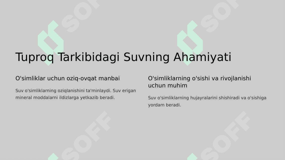 Tuproqning Suv Xossalari va Suv Tarkibi 2