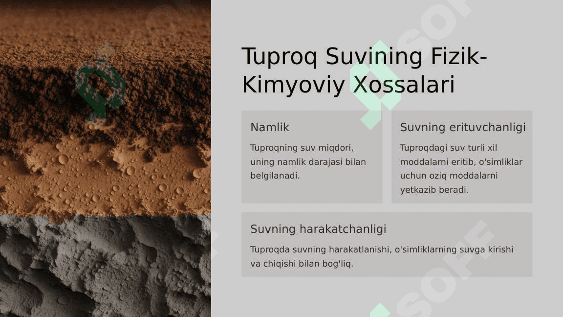 Tuproqning Suv Xossalari va Suv Tarkibi 3
