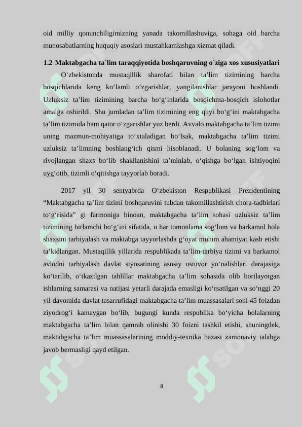 Maktabgacha ta`lim tashkilotlarida boshqaruvni tashkil etish 8
