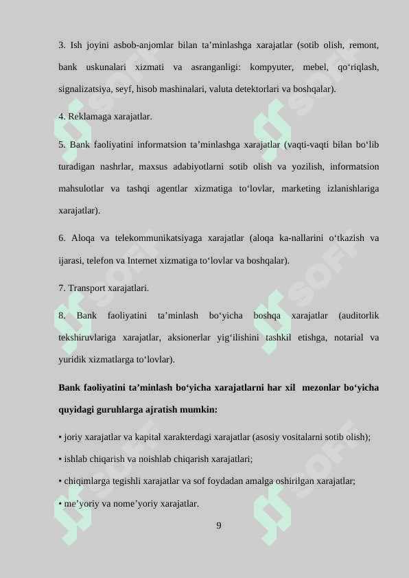 Bank harajatlari tahlili 8
