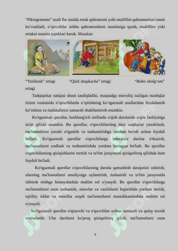 O’QISH DARSLARIDA KO’RGAZMALI VOSITALARDAN FOYDALANISH 6