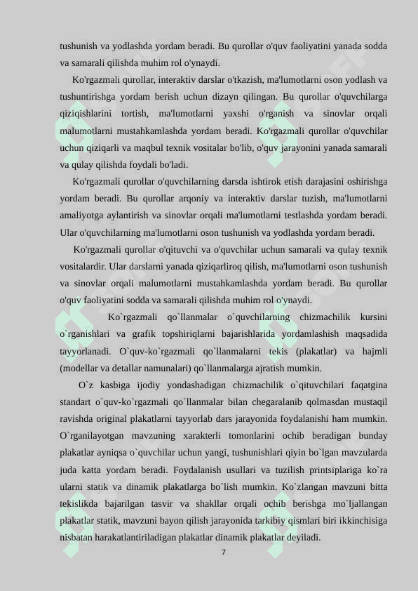 O’QISH DARSLARIDA KO’RGAZMALI VOSITALARDAN FOYDALANISH 7