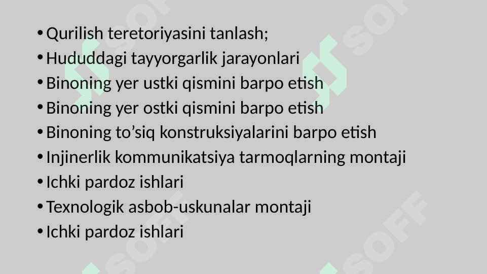 Qurilish ishlarni bajarish va binoni barpo etish ketma-ketligi 3