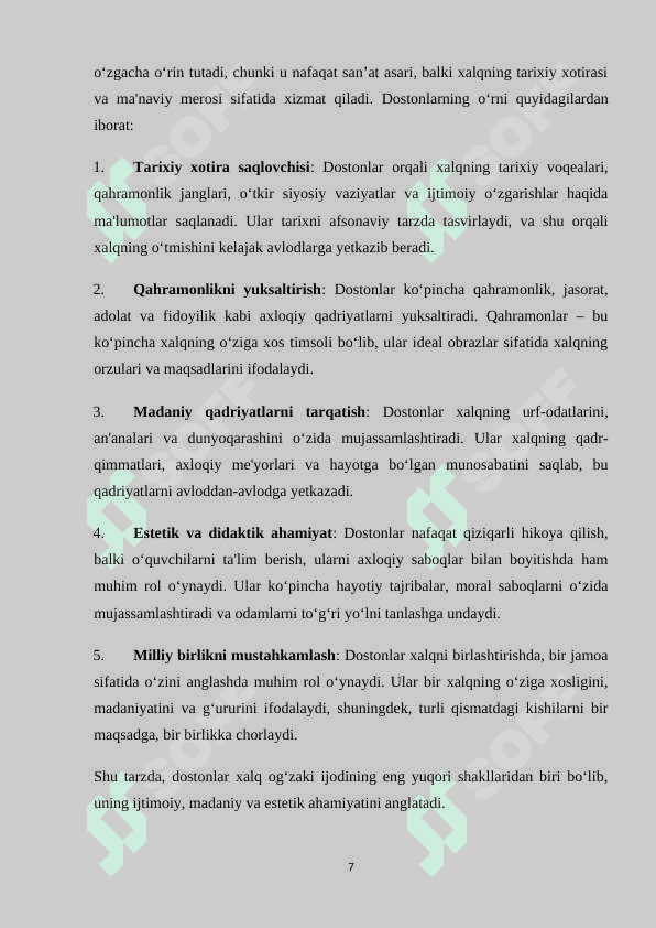 Doston-xalq og’zaki ijodining yirik epik janri sifatida 7