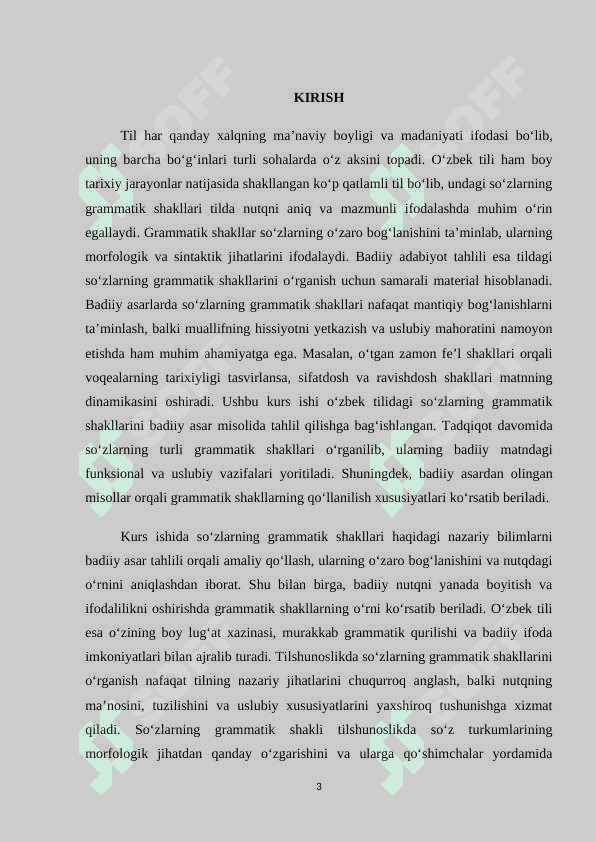 O’zbek tilida sozlarning  grammatik shakli badiiy asar misolida 3