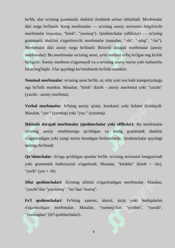 O’zbek tilida sozlarning  grammatik shakli badiiy asar misolida 6