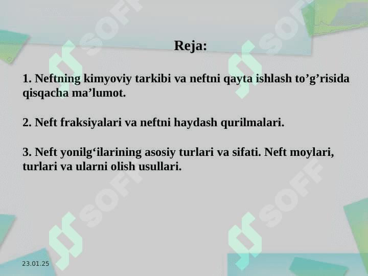 NEFT KIMYOSI VA NEFTNI QAYTA ISHLASH 2