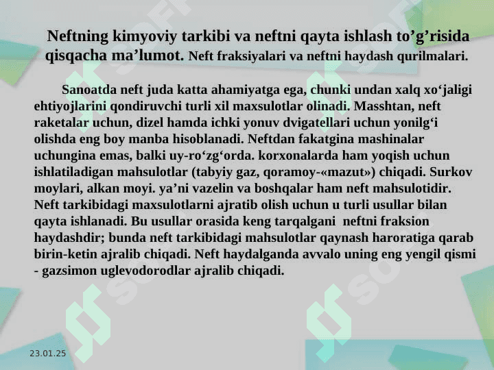 NEFT KIMYOSI VA NEFTNI QAYTA ISHLASH 3