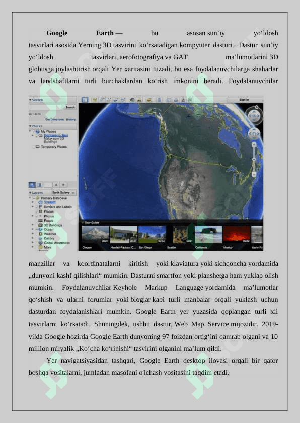 Google Earth dasturida qatlamlar 2