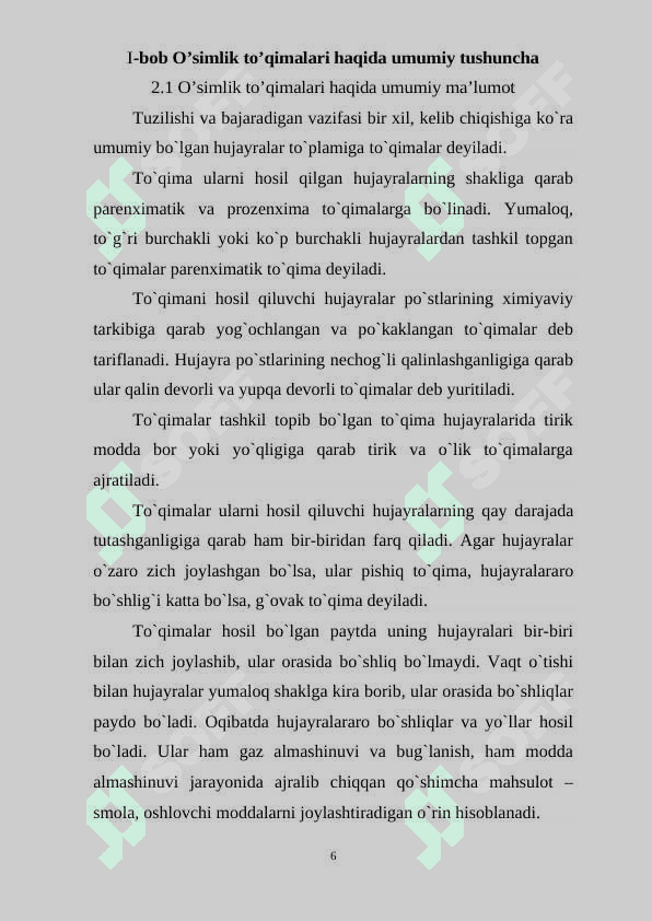 "So'ruvchi to'qima" mavzusida kurs ishi 6